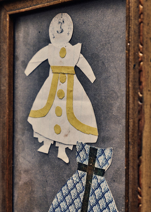 Framed Vintage Drawing of Girl w/ Dress