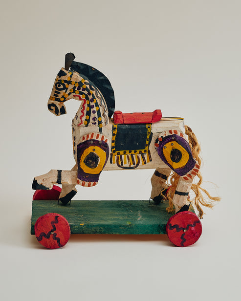 Vintage Folk Art Horse on Wheels