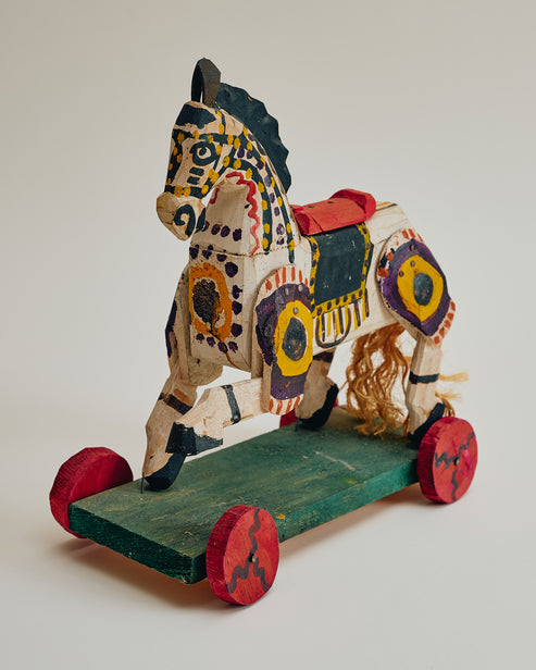 Vintage Folk Art Horse on Wheels