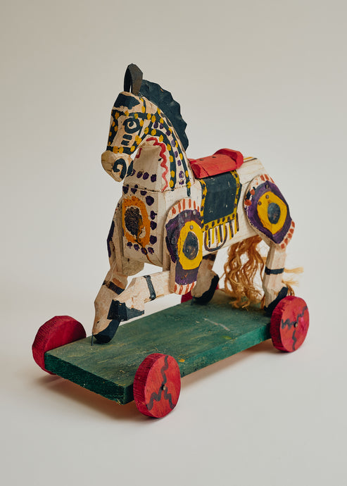 Vintage Folk Art Horse on Wheels
