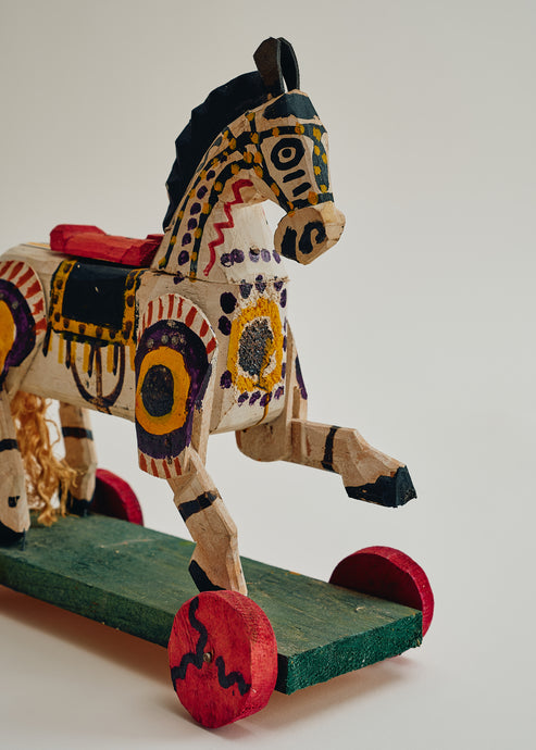 Vintage Folk Art Horse on Wheels