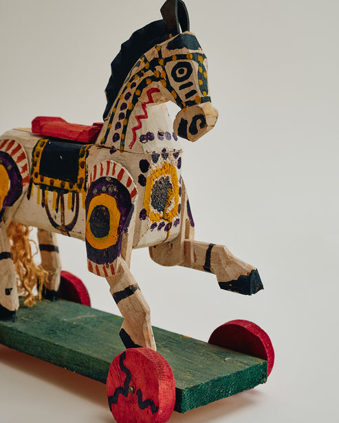 Vintage Folk Art Horse on Wheels