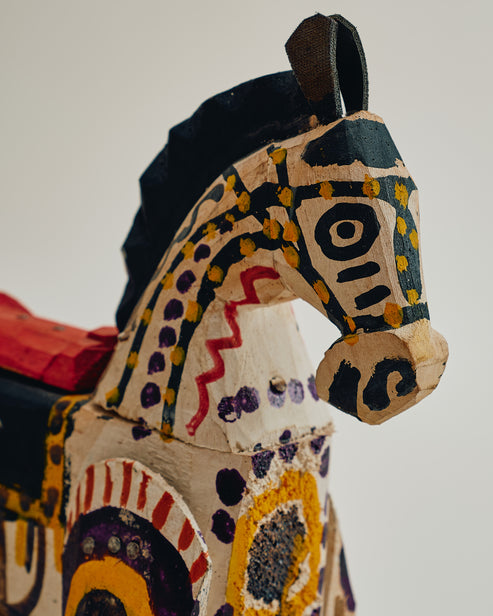 Vintage Folk Art Horse on Wheels