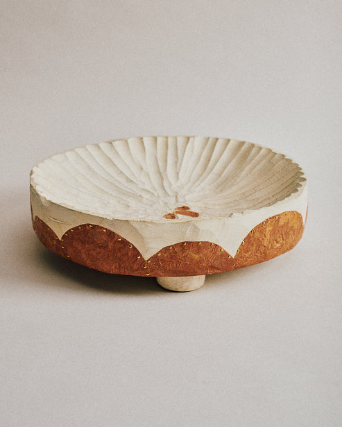 Joelle Yu, White Dish w/ Copper and Feet