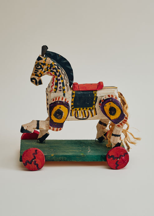 Vintage Folk Art Horse on Wheels