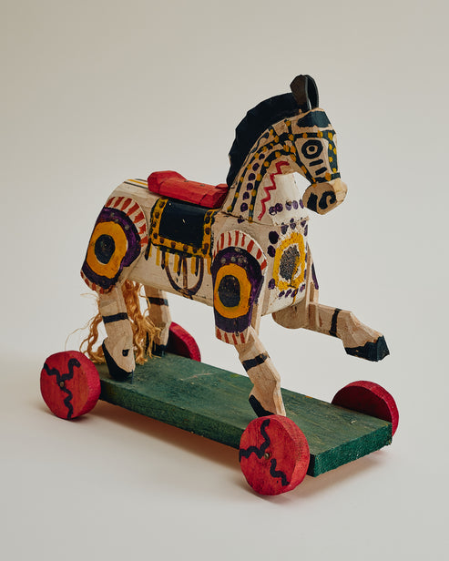 Vintage Folk Art Horse on Wheels