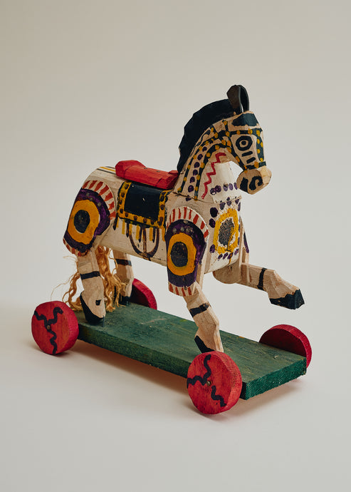 Vintage Folk Art Horse on Wheels