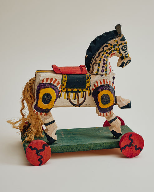 Vintage Folk Art Horse on Wheels