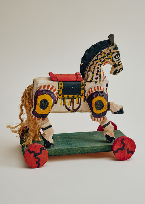 Vintage Folk Art Horse on Wheels