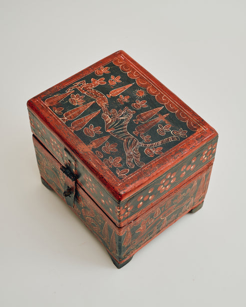 Antique Folk Art Miniature Chest