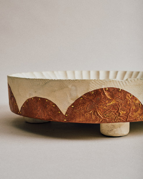 Joelle Yu, White Dish w/ Copper and Feet