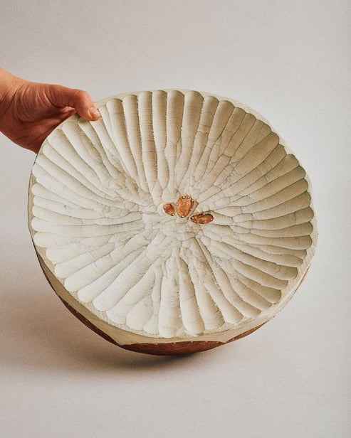 Joelle Yu, White Dish w/ Copper and Feet